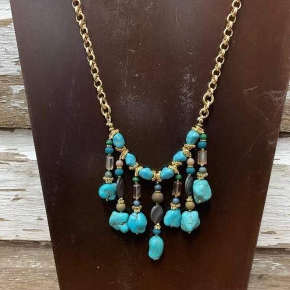 Turquoise Stone Teardrop Choker Necklace - Picture 1 of 5